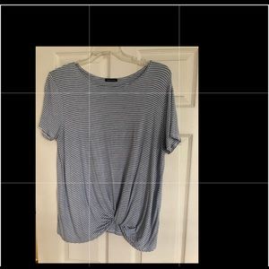 Soft light blue & white stripe top